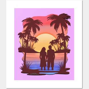 Couple In Love On The Beach Valentine's Day Novelty Gift Posters and Art